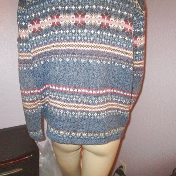 Vtg Heirloom Collectibles Hand Knit Cardigan Size L Sweater Fair Isle Full Zip - Picture 8 of 8
